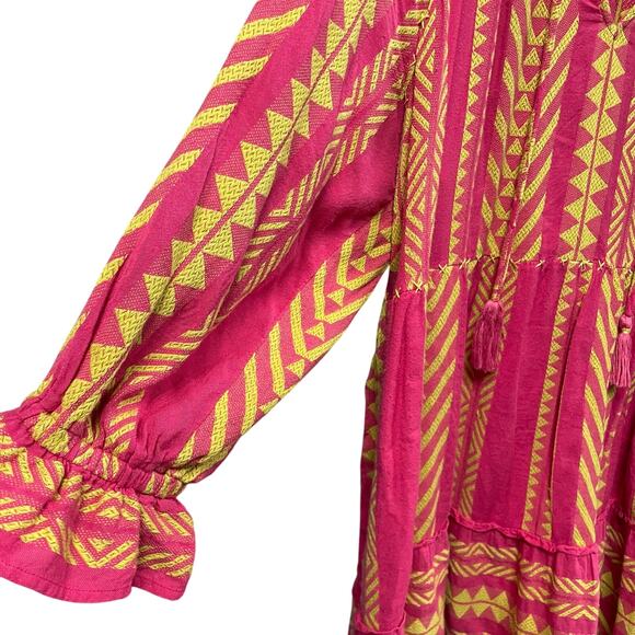 Anthropologie Maeve Dominique Dress Pink Chartreuse Embroidered Plus Size 2X - Picture 3 of 8